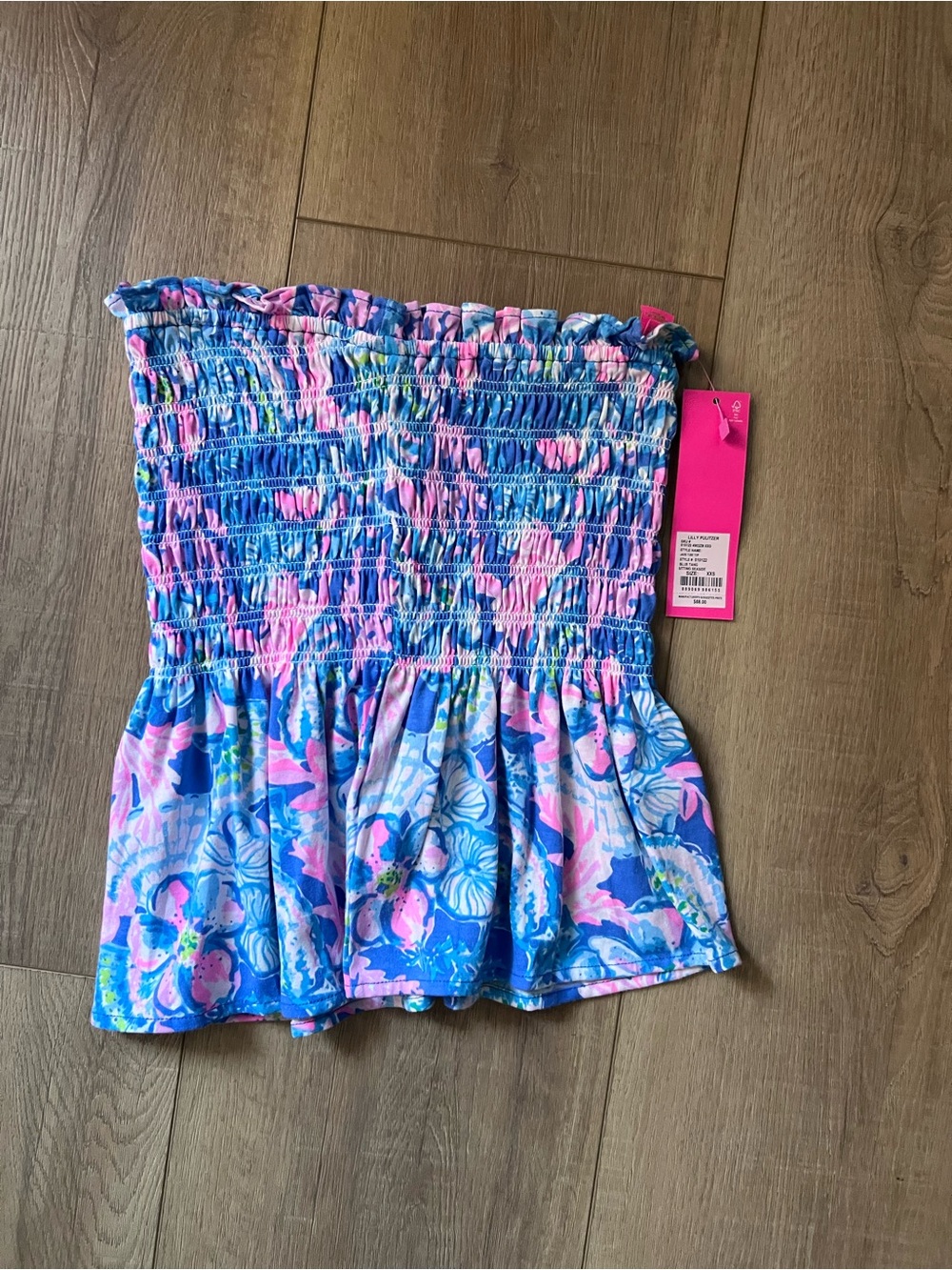Lilly Pulitzer Blue and Pink Floral Smocked Tube Top